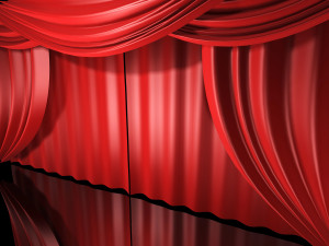red stage drapes